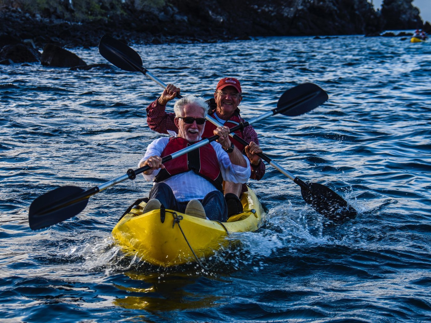 Guests on a panga ride through the islands